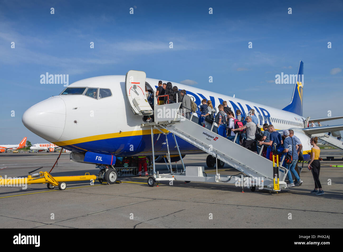 Flugzeug Ryanair, Flughafen, Schoenefeld, Brandenburg, Deutschland Stock Photo