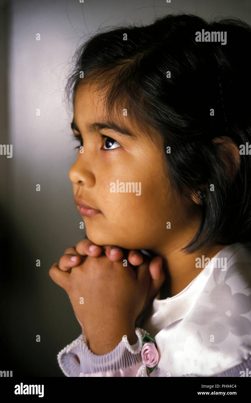 Young girl child praying  MR.  © Myrleen Pearson  ...Ferguson Cate Stock Photo