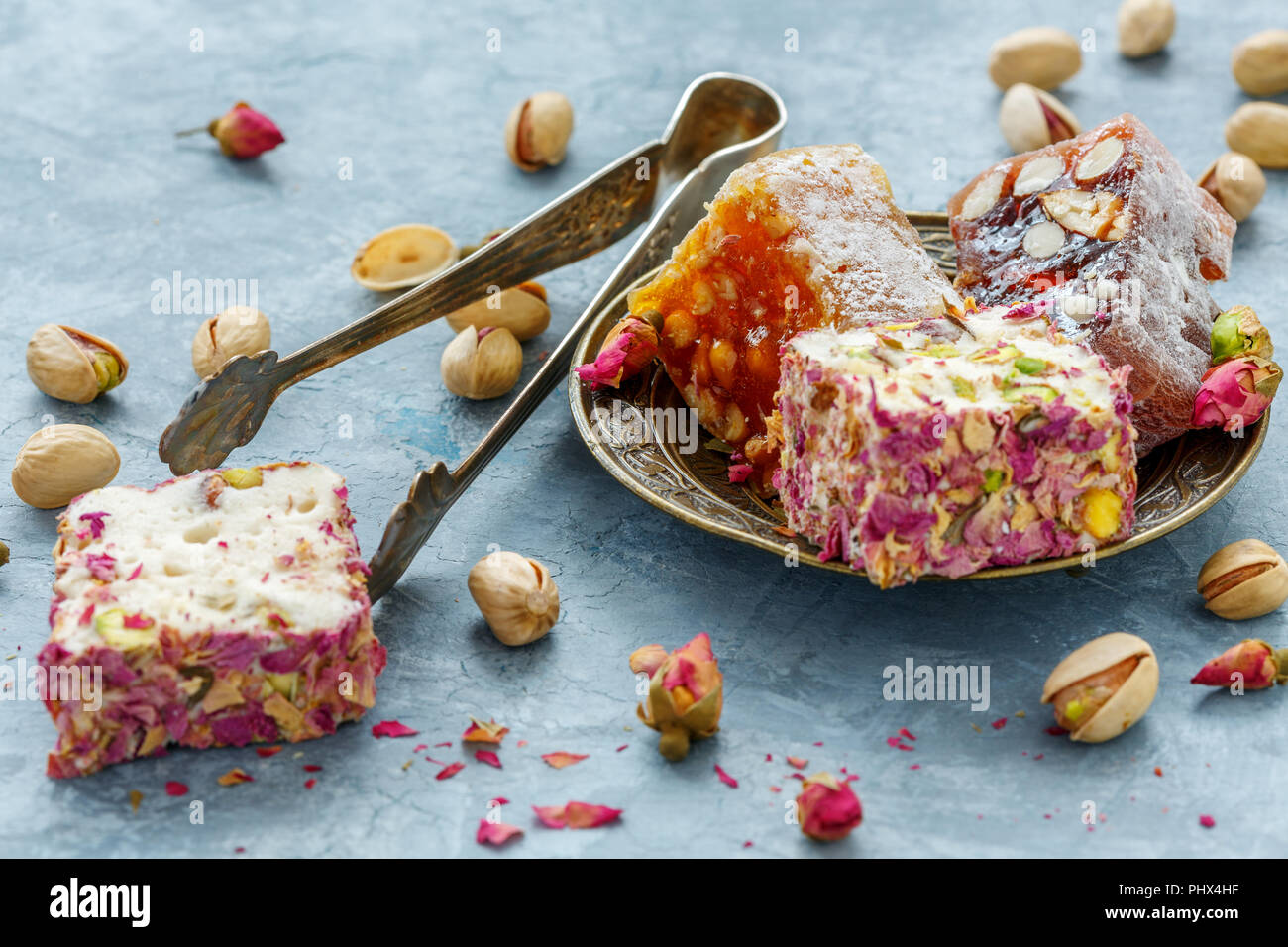 Delicious colorful Turkish delights. Stock Photo