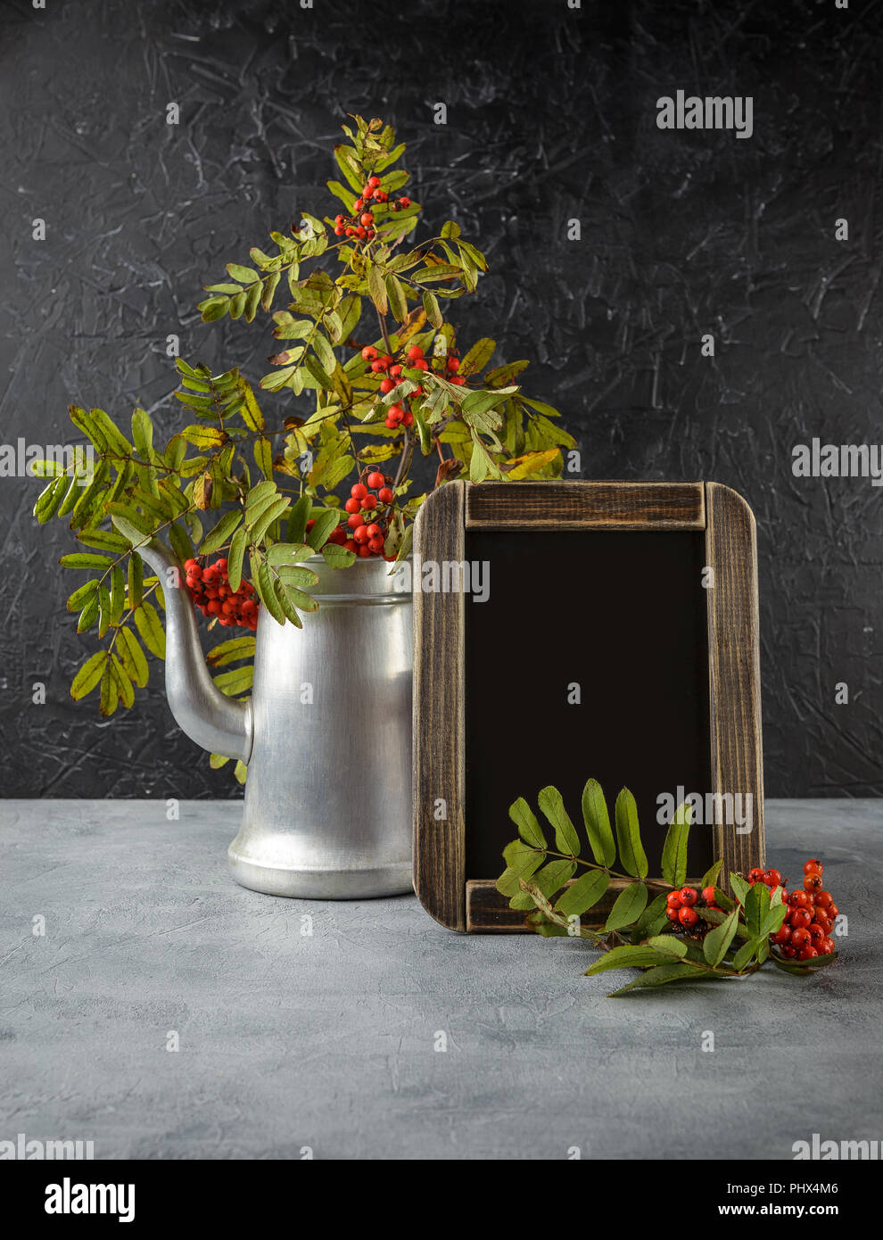 autumn still life with rowan Stock Photo - Alamy