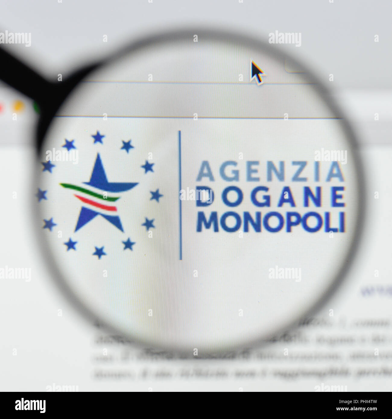 Milan, Italy - August 20, 2018: agenzia dogane e monopoli website homepage. agenzia dogane e monopoli logo visible. Stock Photo