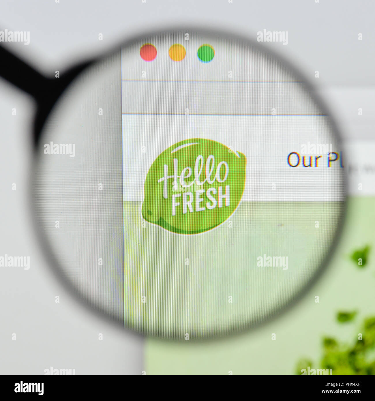 Milan, Italy - August 20, 2018: HelloFresh website homepage. HelloFresh logo visible. Stock Photo