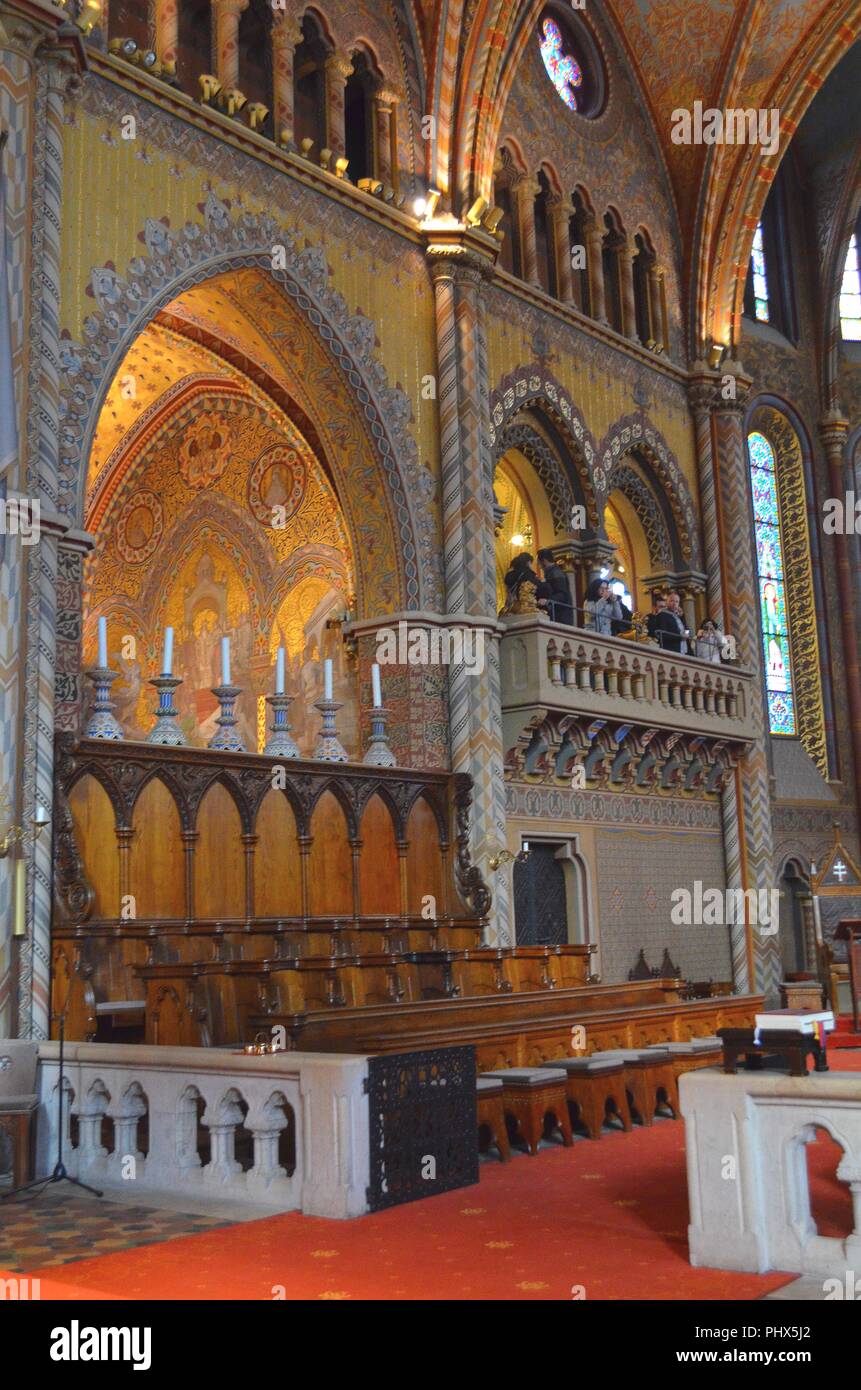 Matthias Church in Budapest; interior Stock Photo - Alamy