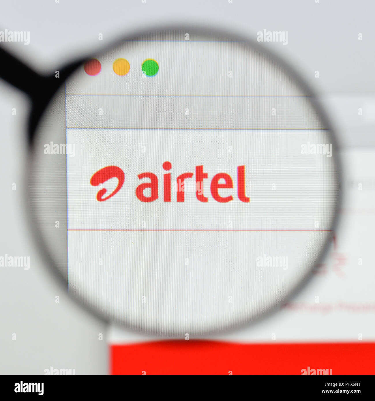 Milan, Italy - August 20, 2018: airtel India website homepage. airtel India logo visible. Stock Photo