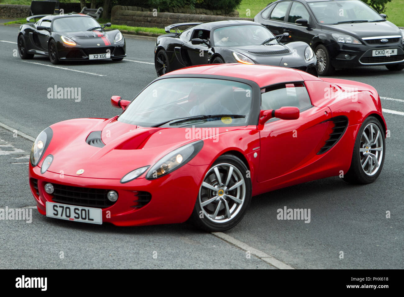 S70SOL red 2002 Lotus Elise 111S Hoghton towers annual classic vintage car rally, UK Stock Photo