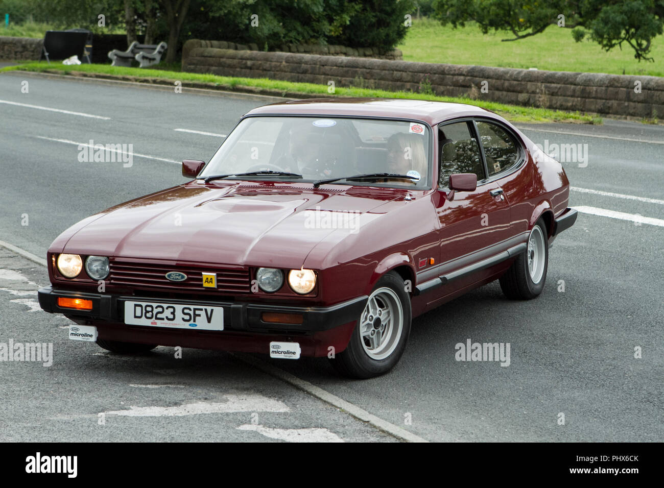 1996 red Ford Capri Laser at Hoghton towers annual classic vintage car rally, UK Stock Photo