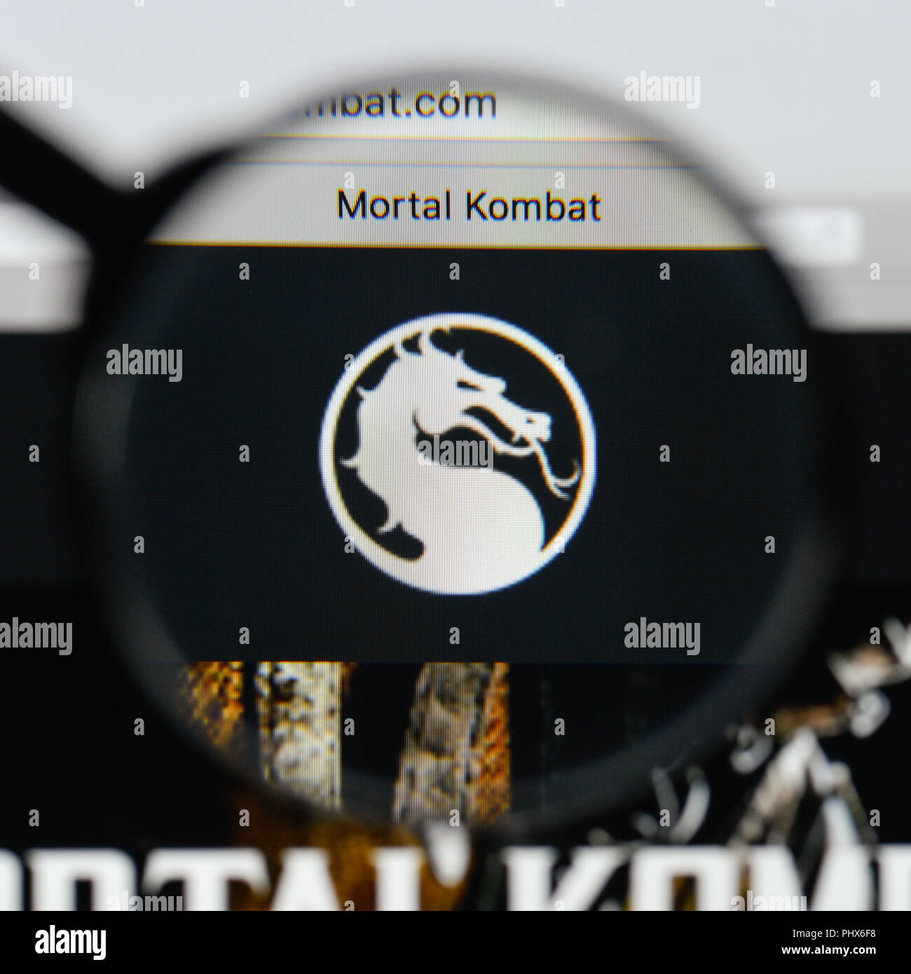 Milan, Italy - August 20, 2018: Mortal Kombat X website homepage. Mortal Kombat X logo visible. Stock Photo