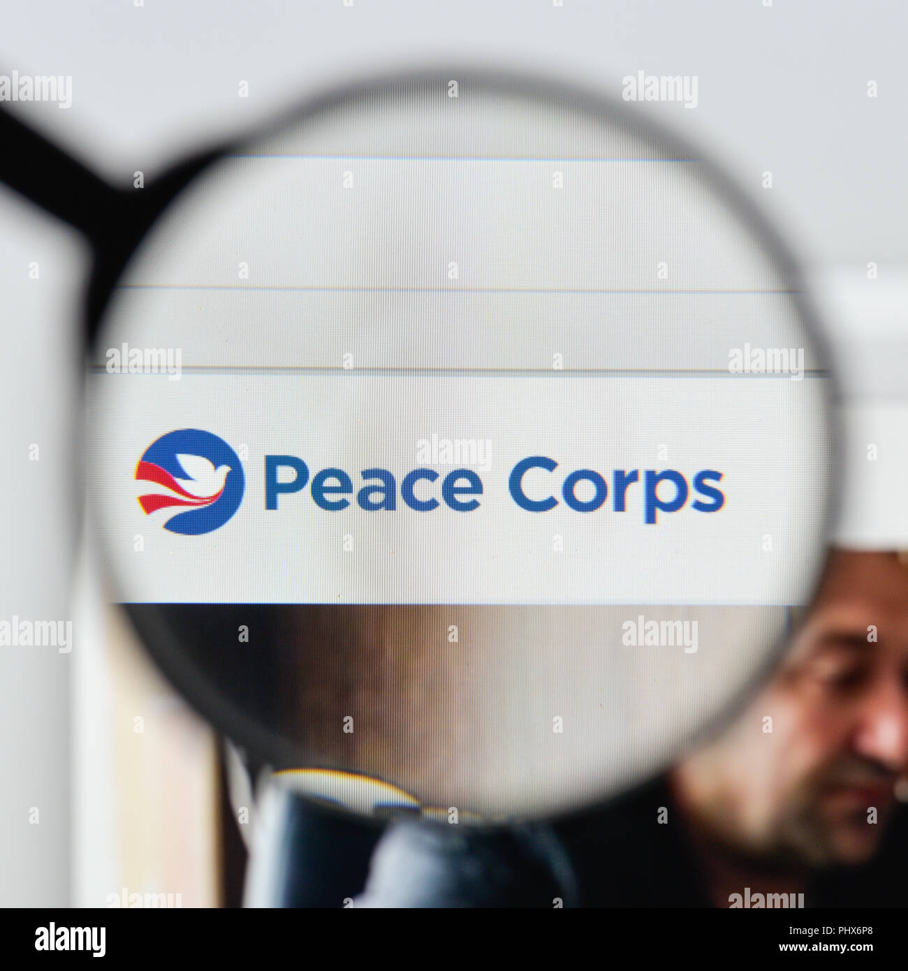 Milan, Italy - August 20, 2018: Peace Corps website homepage. Peace Corps logo visible. Stock Photo