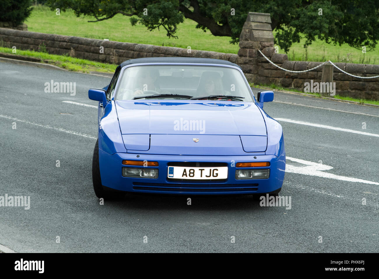 1993 blue A8TJG  Porsche 944 Turbo Cabriolet at Hoghton towers annual classic vintage car rally, UK Stock Photo