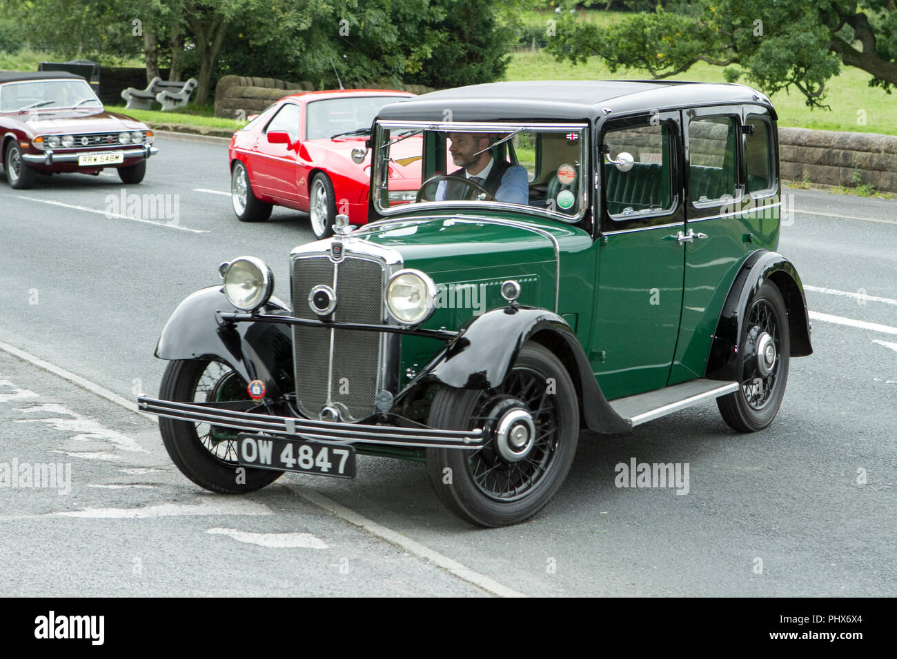 Green black vintage Morris at Hoghton towers annual classic vintage car