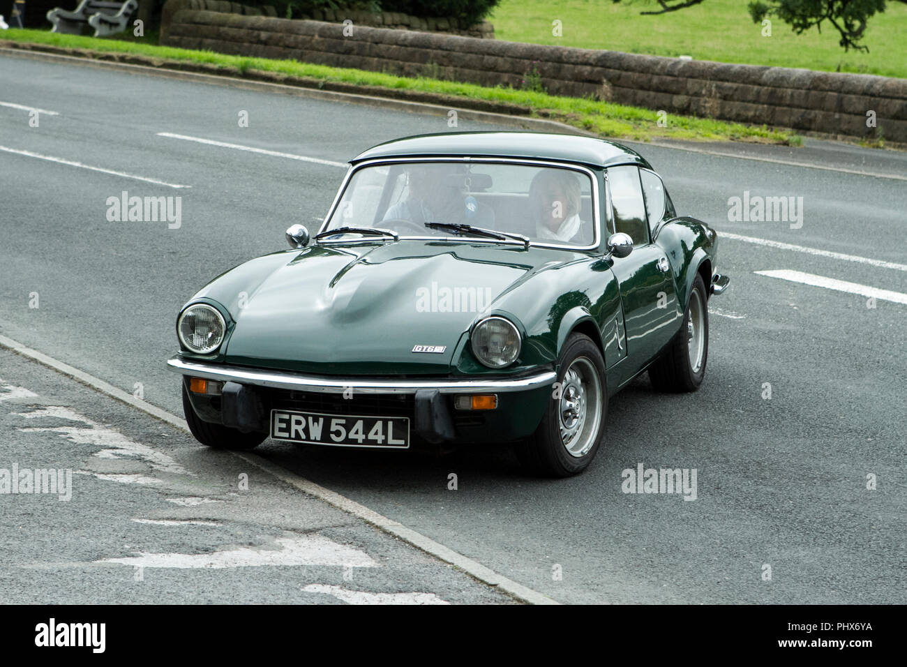 Green Triumph GT6 at Hoghton towers annual classic vintage car rally, UK Stock Photo