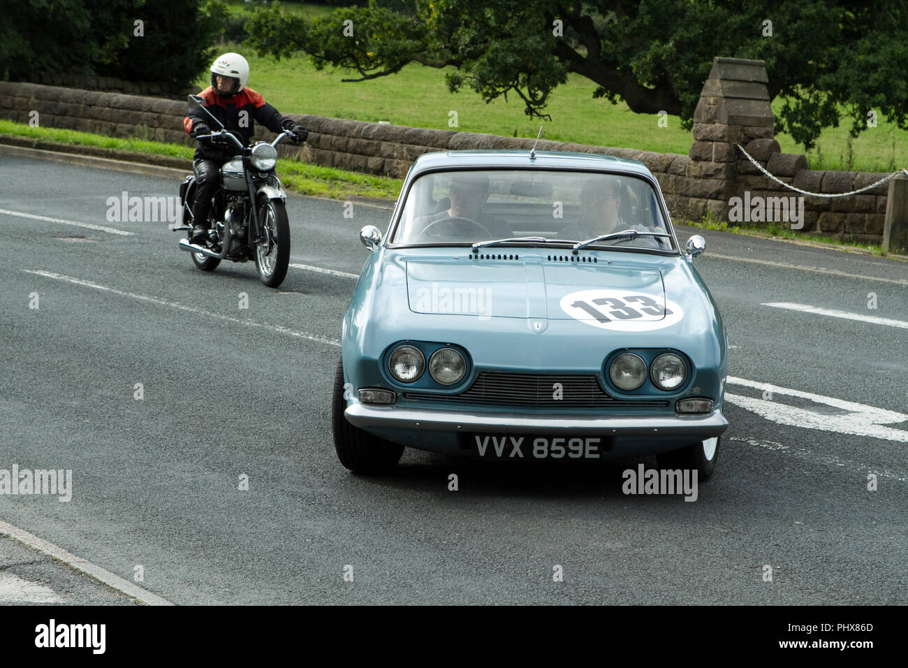 1967 blue Reliant Scimitar GTE at Hoghton towers annual classic vintage car rally, Preston UK Stock Photo