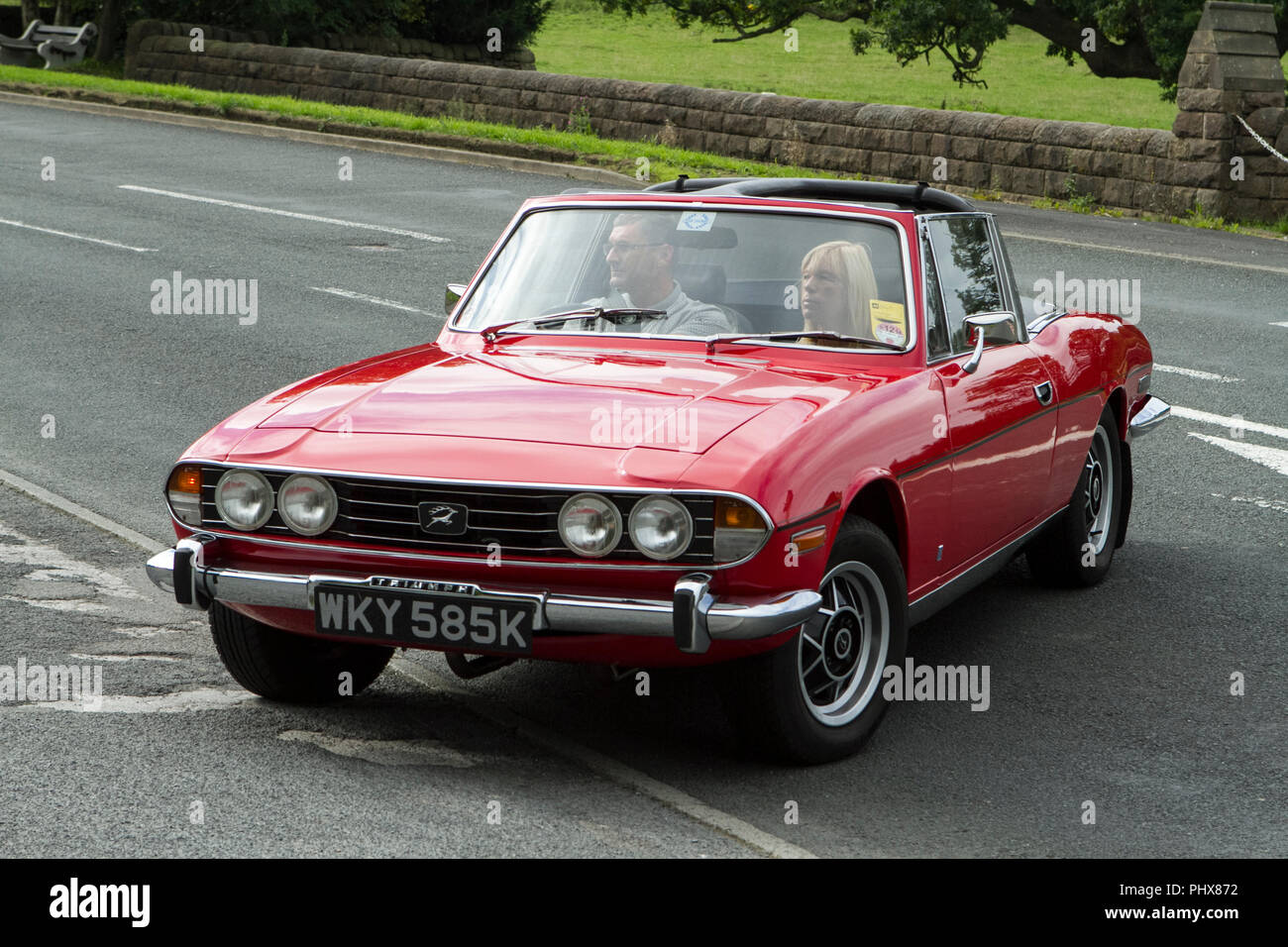 WKY585K Red Triumph Stag at Hoghton towers annual classic vintage car rally, Preston UK Stock Photo