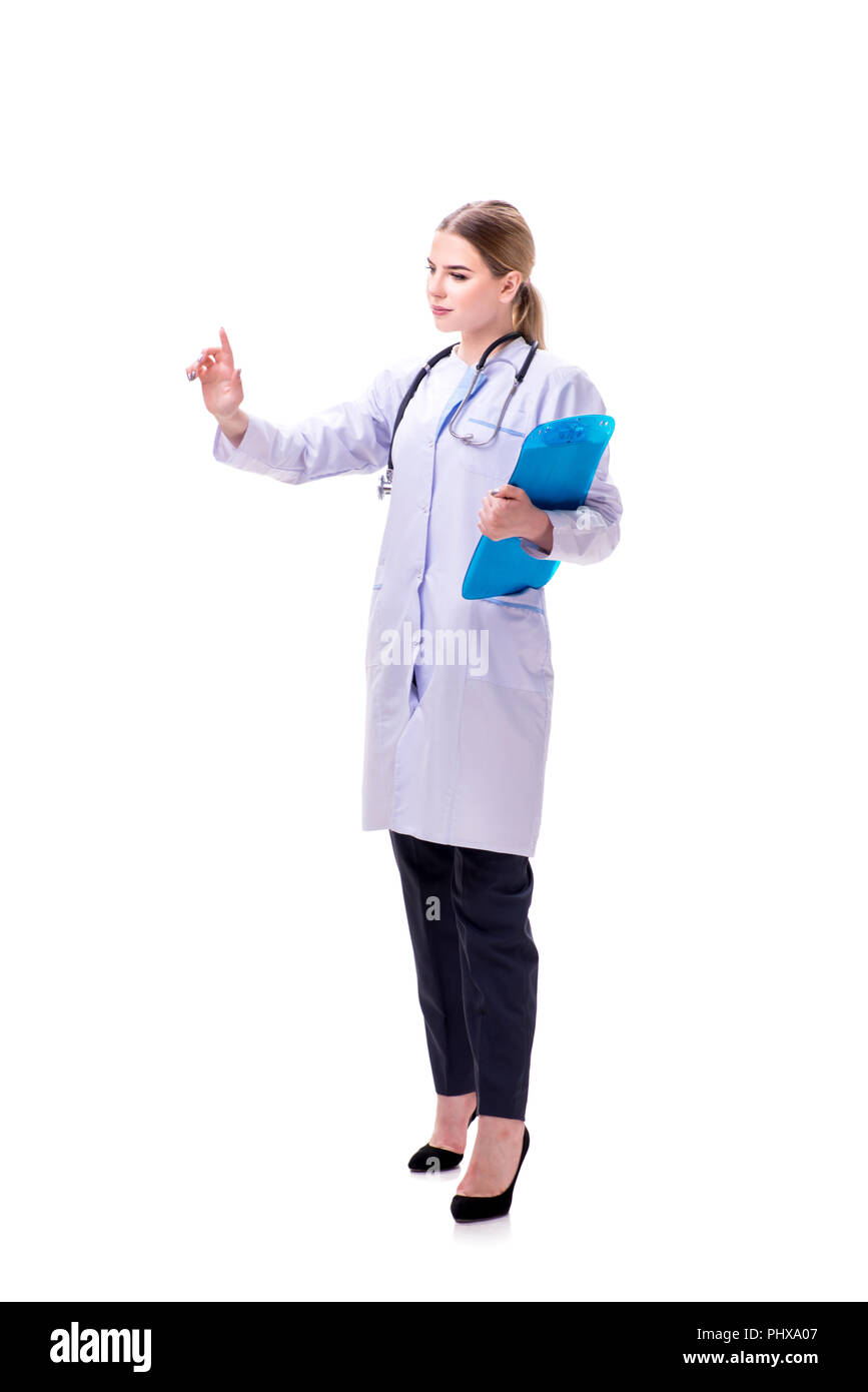 Young woman doctor isolated on white background Stock Photo - Alamy