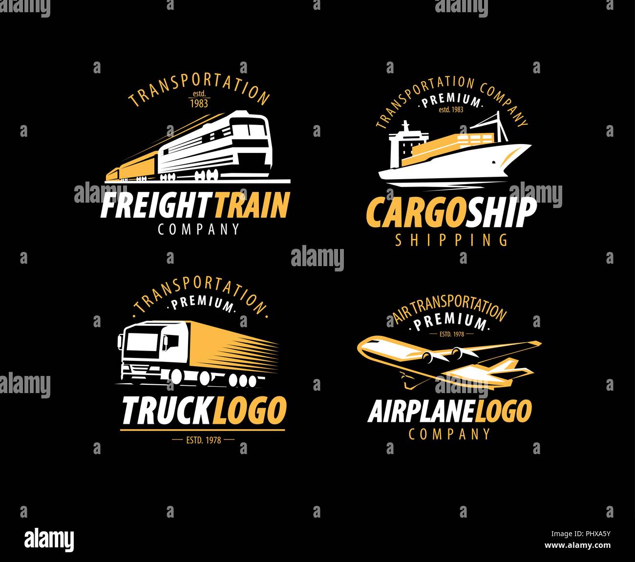 Transportation, shipping logo. Cargo transport, delivery label set. Vector illustration Stock Vector