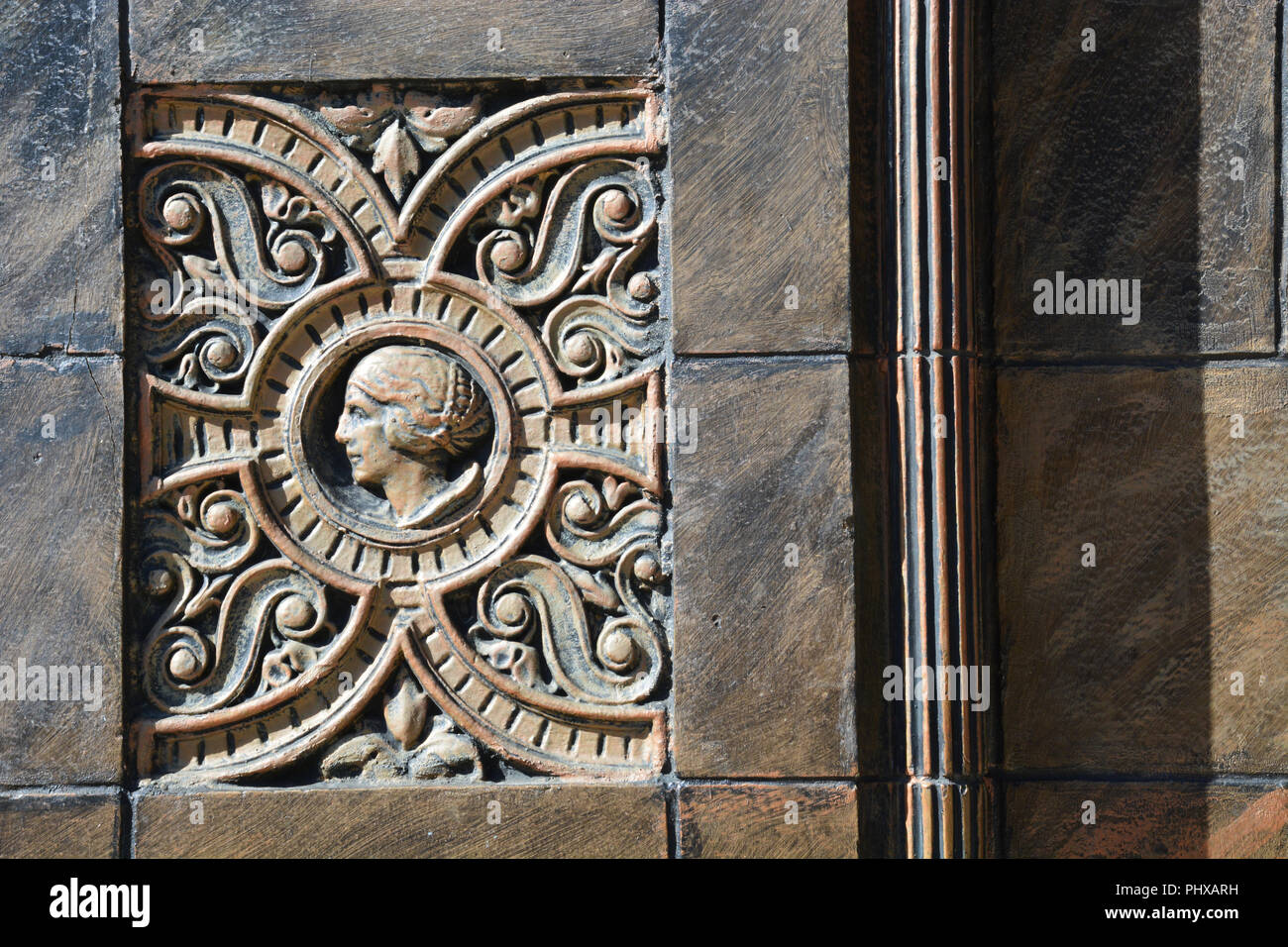 Architectural detail on The Aragon Ballroom located in Chicago's north side Uptown neighborhood. Stock Photo