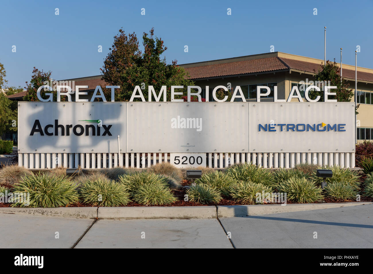 Great America Place – Achronix and Netronome – sign; Santa Clara, California Stock Photo
