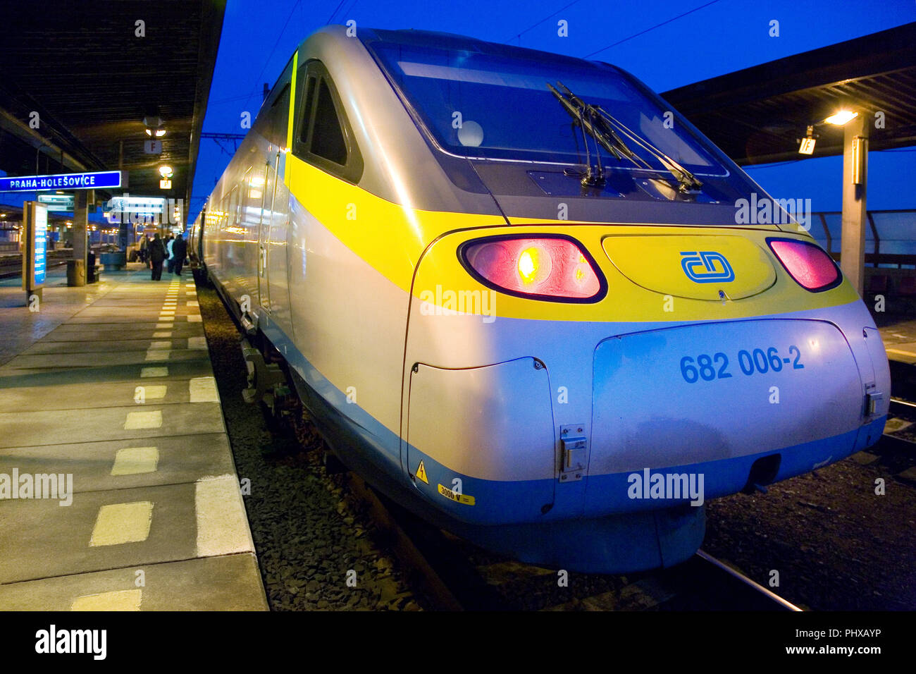 PRAGUE, CZECH REPUBLIC JAN 17, 2008 Czech railways express train SC Super City Pendolino