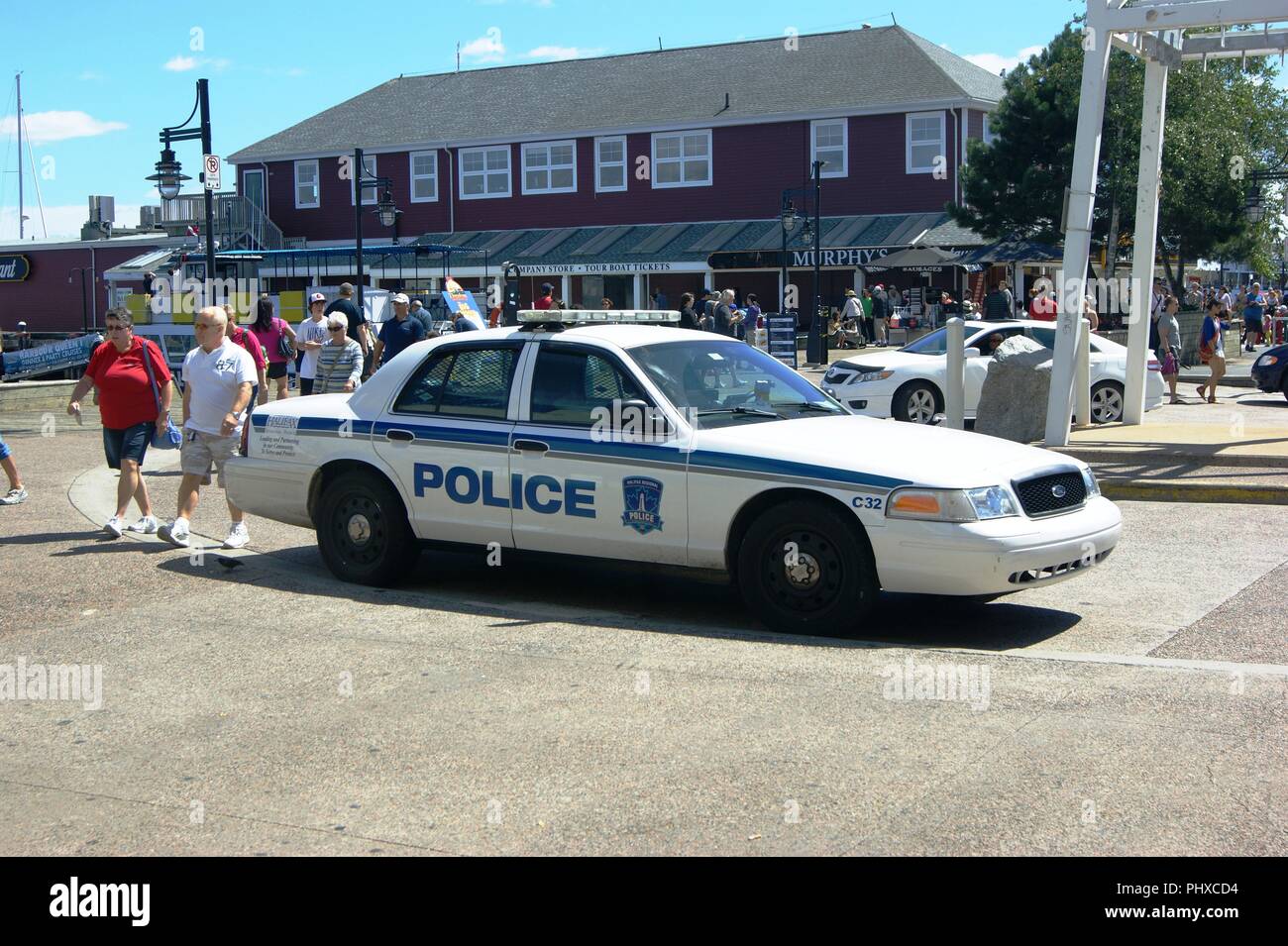 Halifax Regional  Ford Police car C32 on Halifax Waterfront, Nova Scotia, Canada Stock Photo