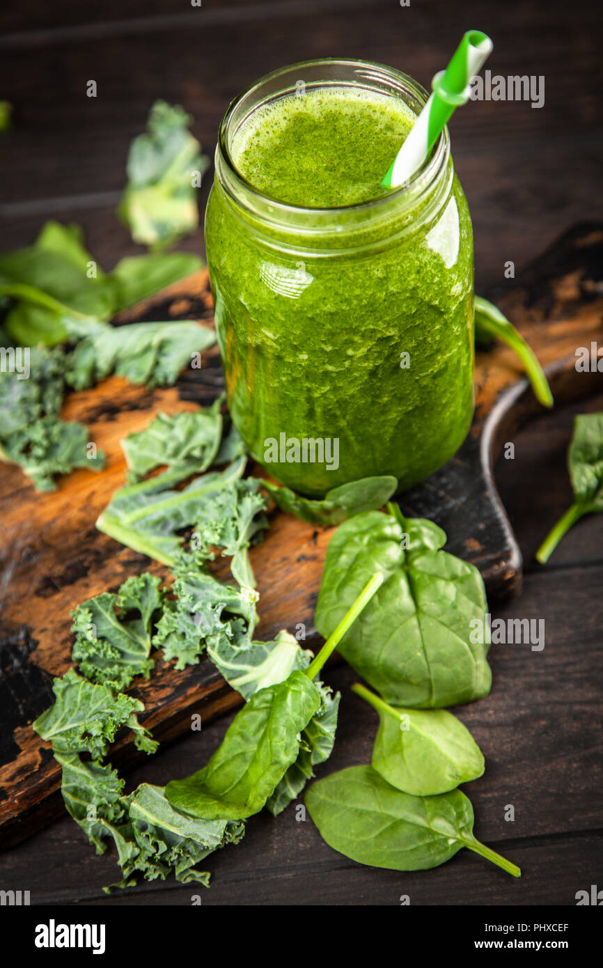 Spinach and kale smoothie Stock Photo Alamy