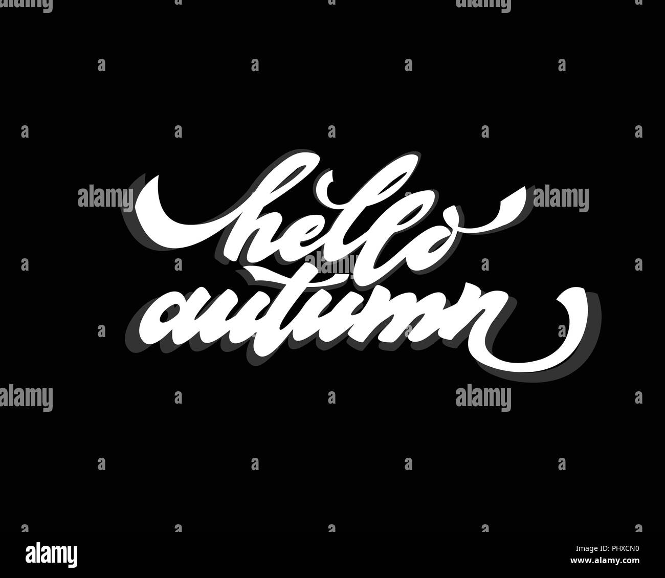 Hello autumn. Hand drawn calligraphy and brush pen lettering. design ...