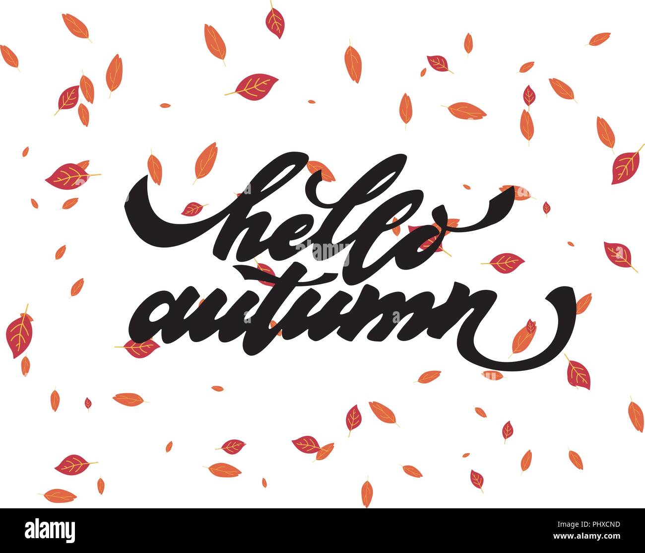Hello autumn. Hand drawn calligraphy and brush pen lettering. design ...