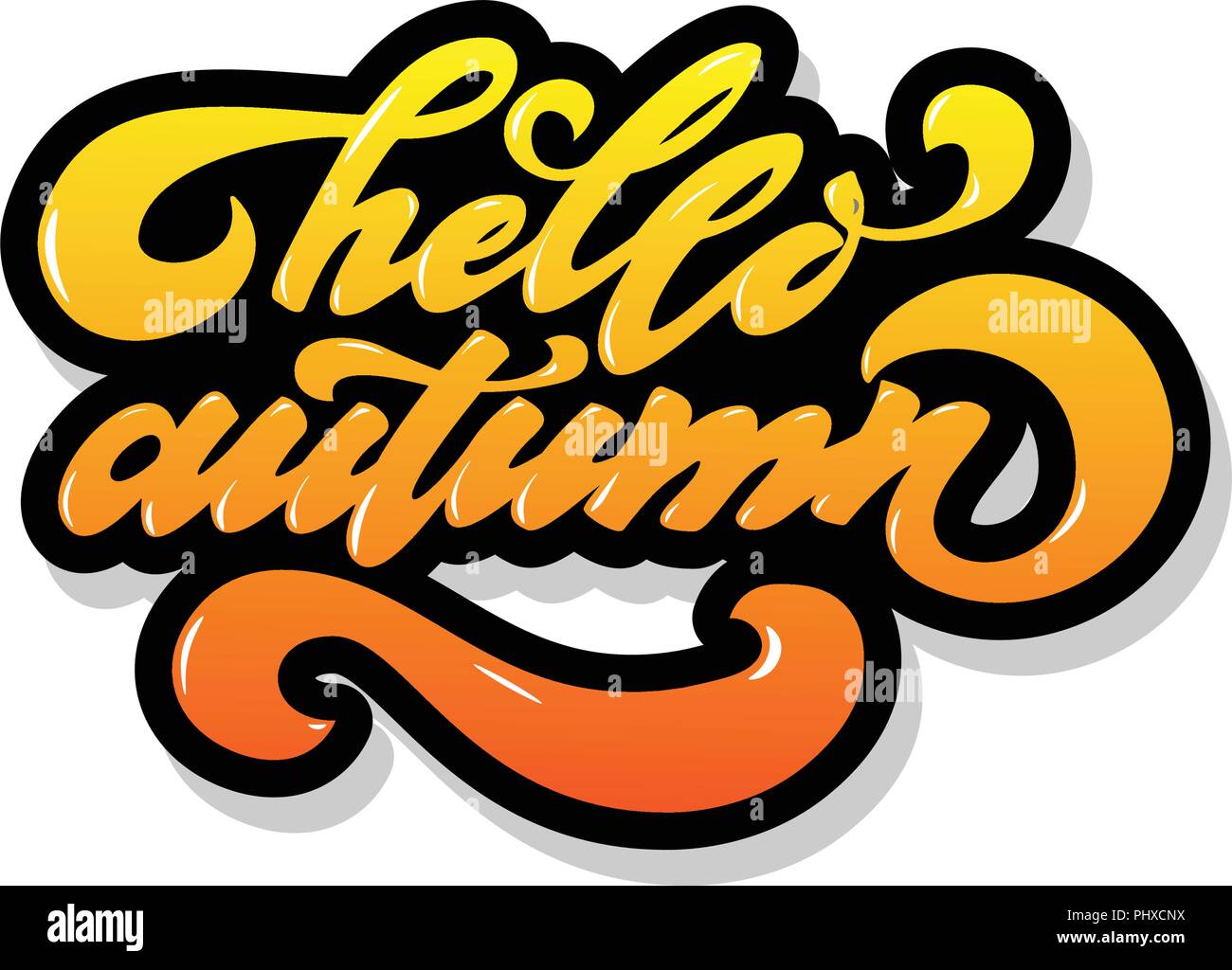 Hello autumn. Hand drawn calligraphy and brush pen lettering. design ...