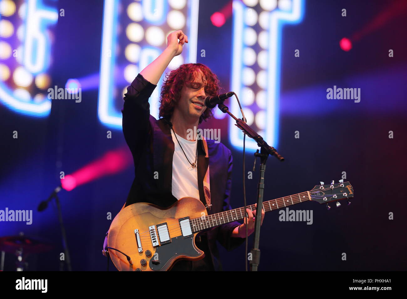 Knebworth Park, Herfordshire, UK. 2nd September, 2018. Razorlight perform live on the second day of the very first Cool Britannia Festival at Knebworth Park. Stock Photo
