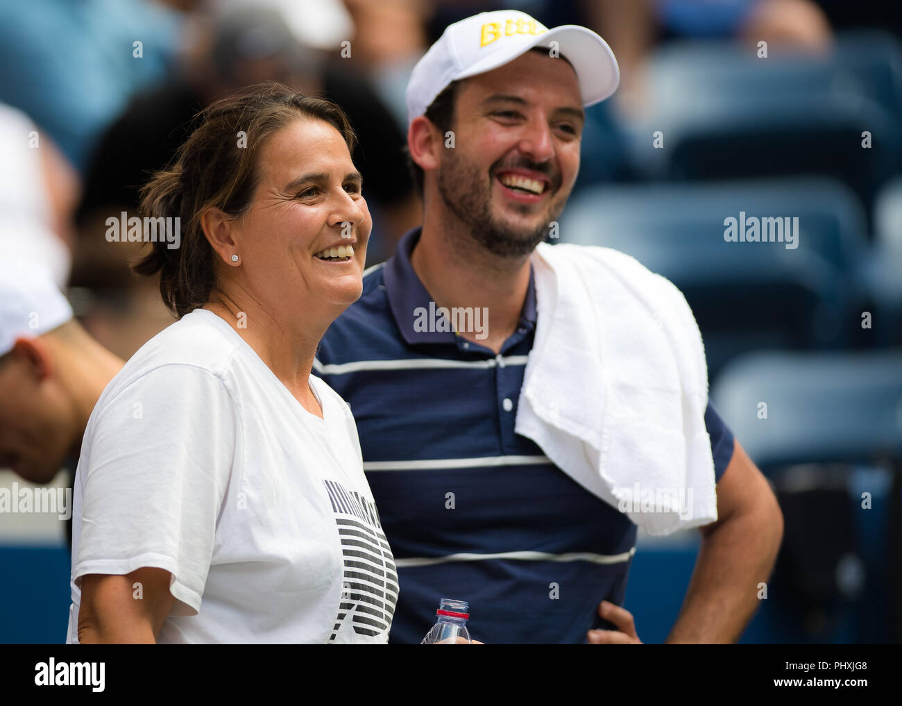 September 2, 2018 - Conchita Martinez watches Karolina Pliskova during her fourth-round match at the 2018 US Open Grand Slam tennis tournament. New York, USA. September 02th, 2018. Credit: AFP7/ZUMA Wire/Alamy Live News Stock Photo