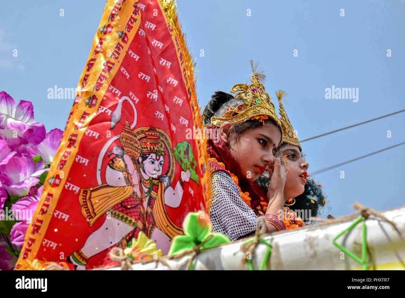Srinagar, Kashmir. September 3, 2018 Srinagar, J&K, A boy and girl