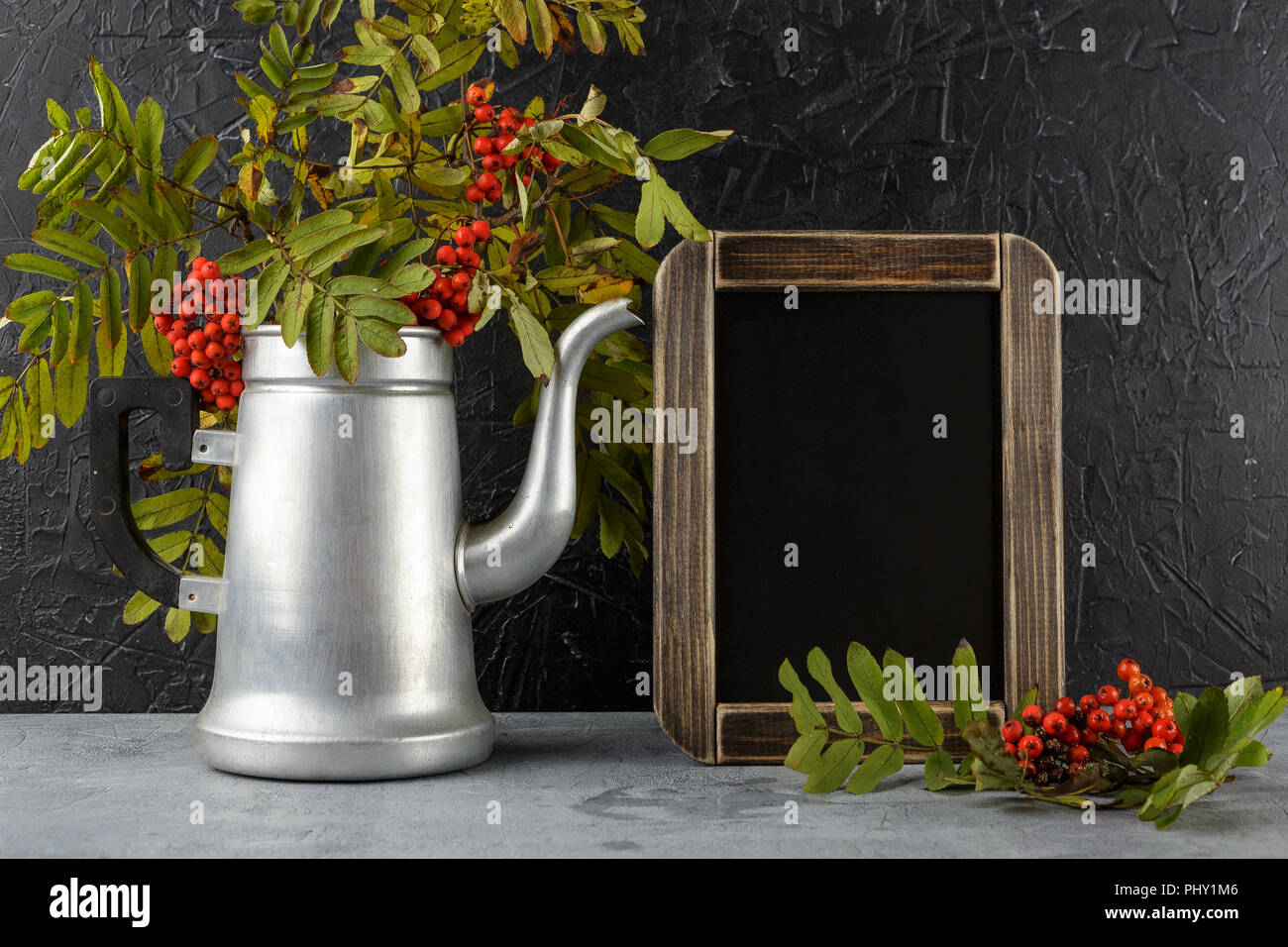 autumn still life with rowan Stock Photo - Alamy