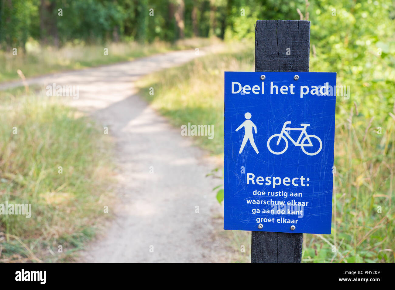 Traffic sign Share the path with respect Stock Photo