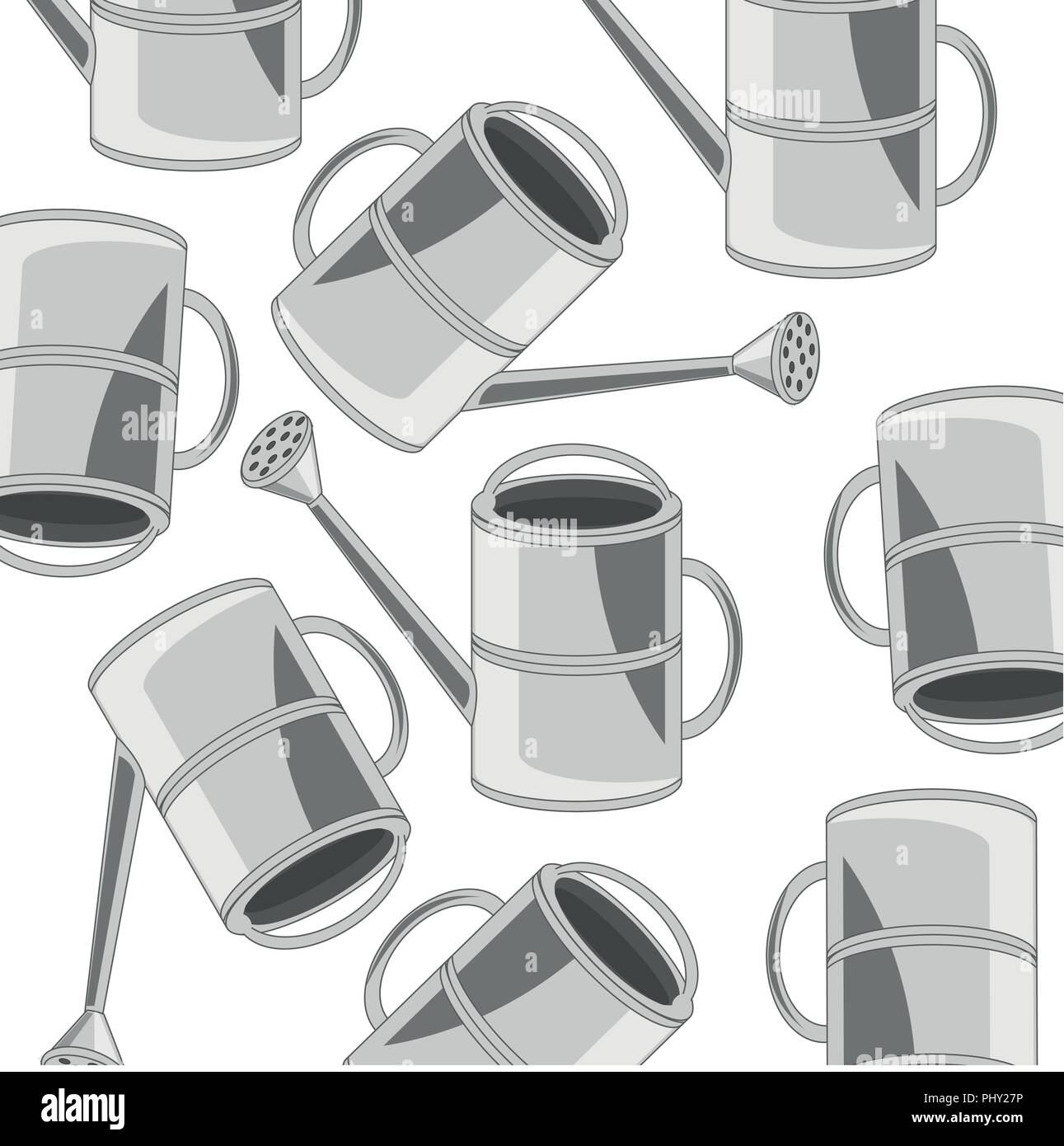 Garden tools sprinkling can pattern on white background Stock Vector
