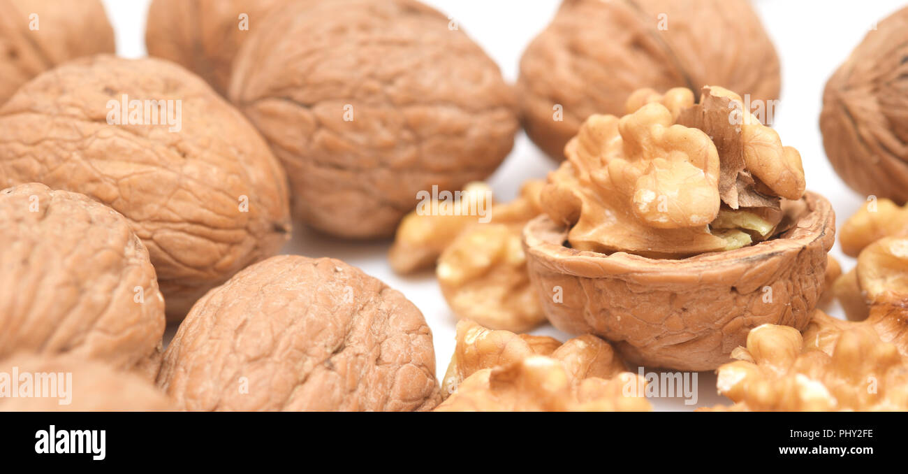 Walnuts on white Stock Photo