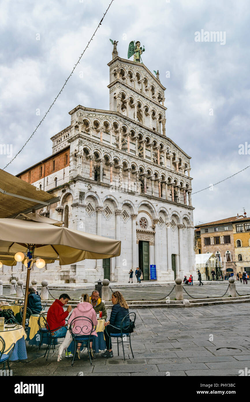 LUCCA, ITALY, JANUARY 2018 Exterior view of famous san martino cathedral located at piazza LUCCA, ITALY, JANUARY 2018 Exterior view of famous san martino cathedral located at piazza