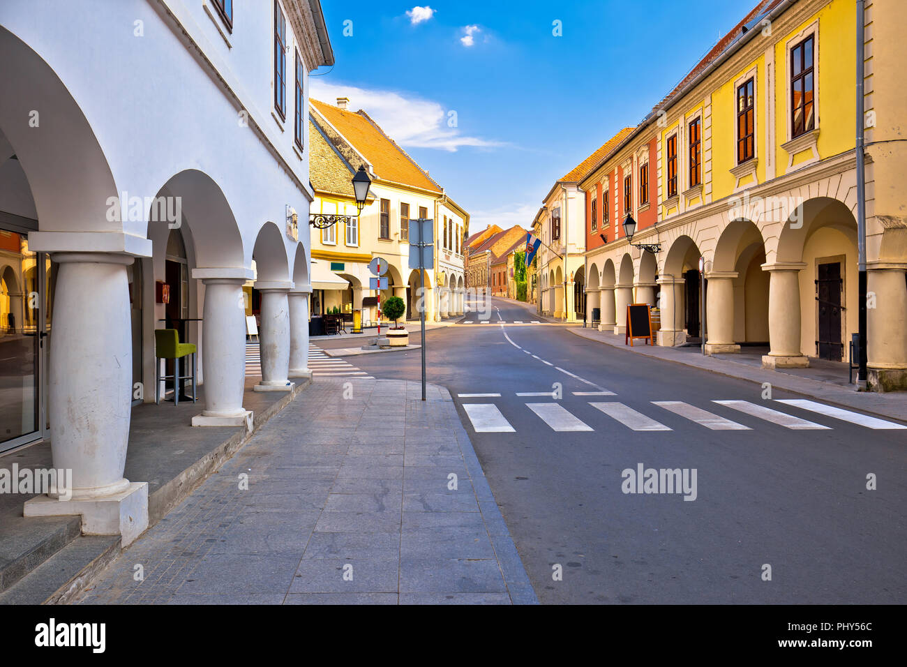 Vukovar town square and architecture street view, Slavonija region of Croatia Stock Photo