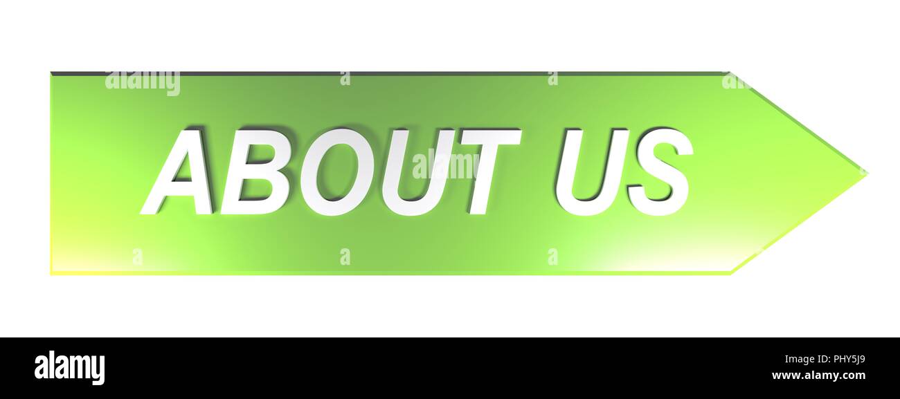 ABOUT US on green arrow - 3D rendering Stock Photo - Alamy