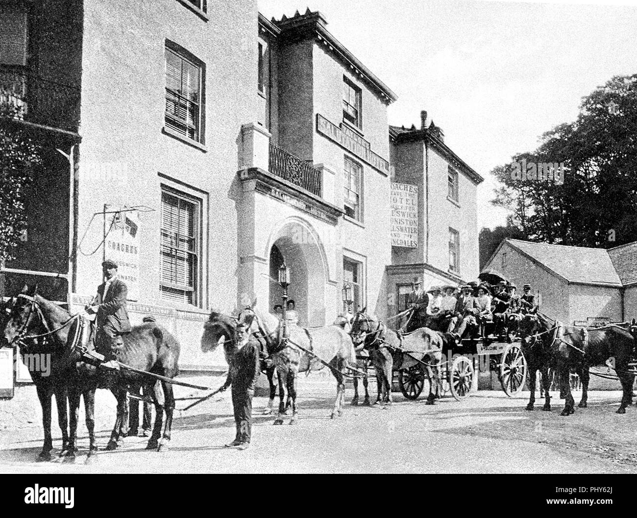 Coaches to Kirkstone Pass, Ambleside, early 1900s Stock Photo