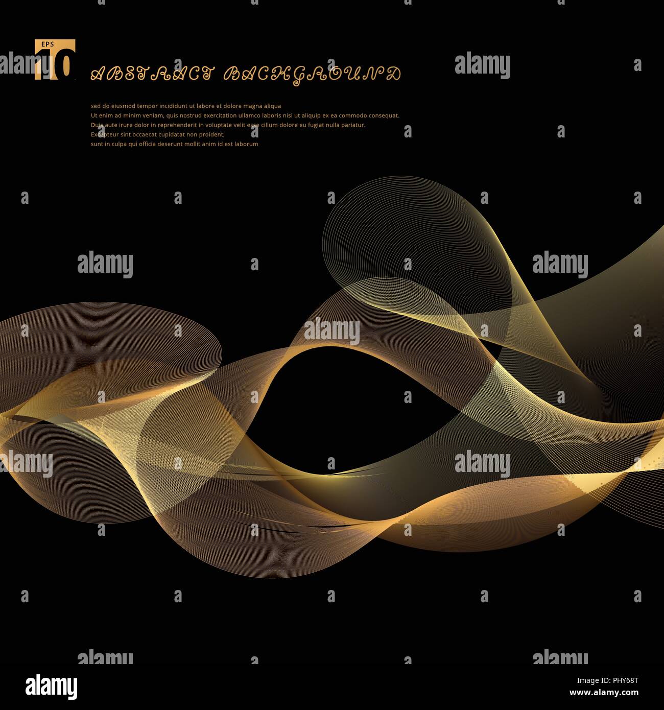 Abstract smooth gold color wave lines motion pattern. Luxury elements. Vector illustration Stock Vector