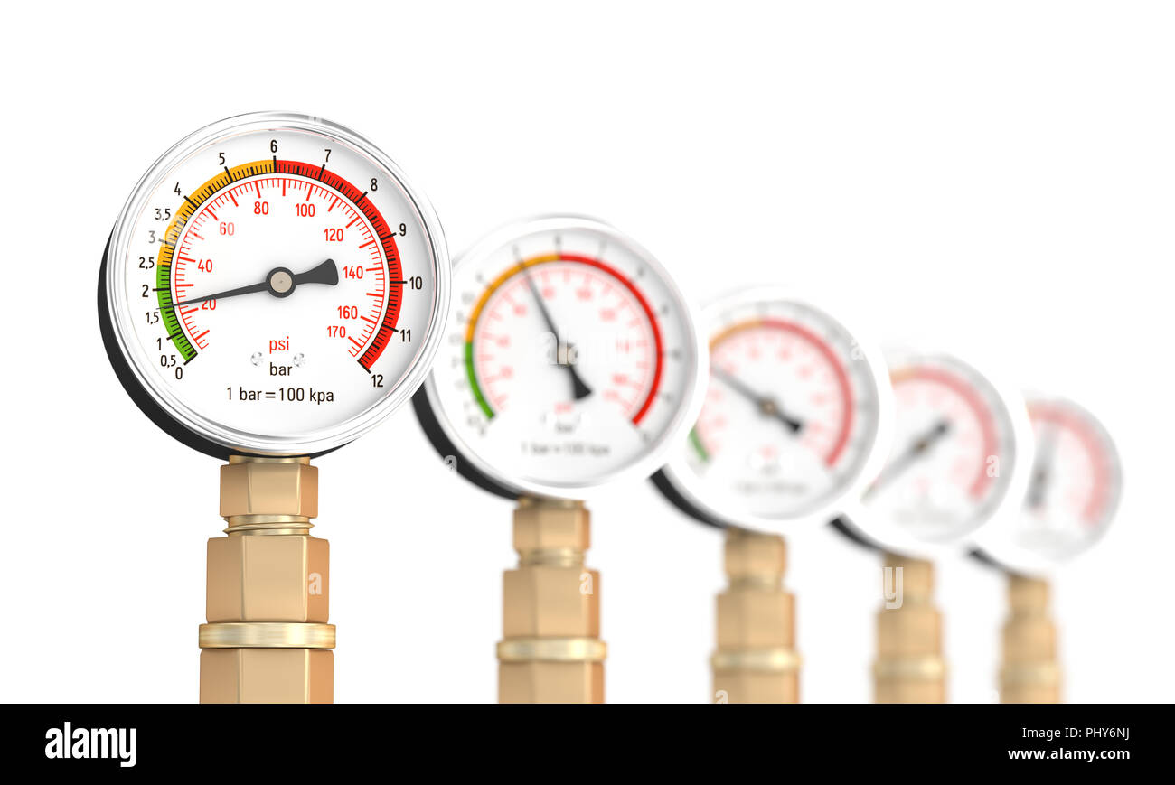 classic pressure gauge 3d rendering image Stock Photo