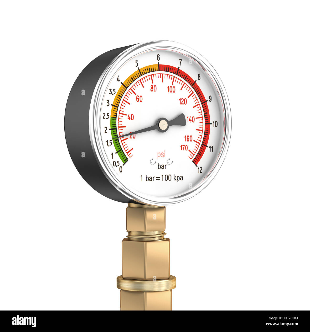 classic pressure gauge 3d rendering image Stock Photo
