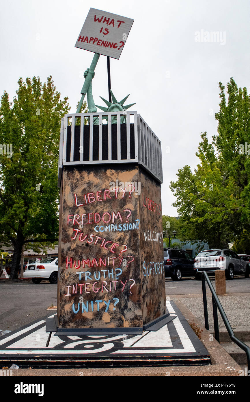 An anti Donald Trump art installation in the centre of Fairfax in Marin County, California. Stock Photo