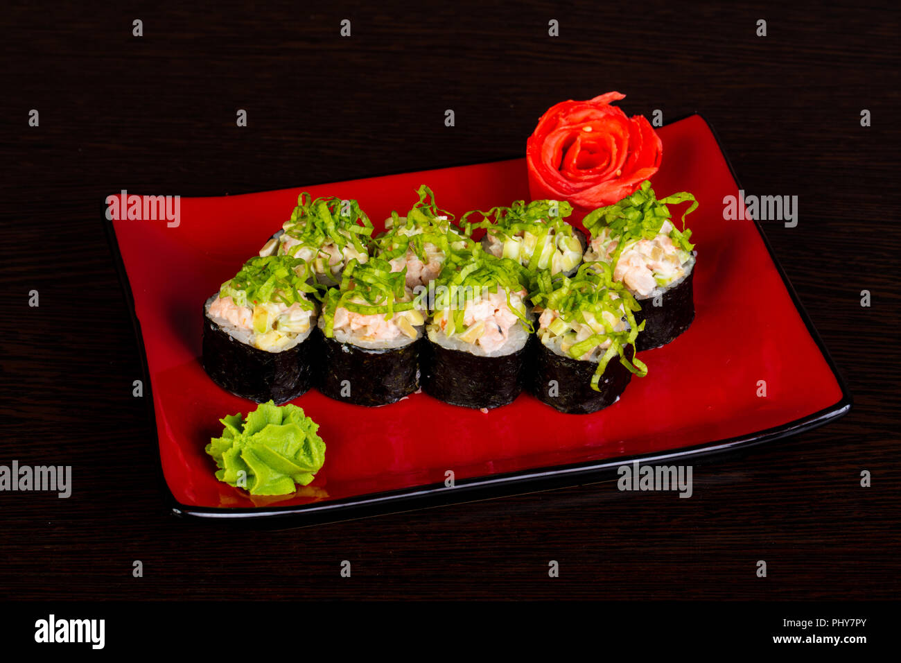 Japanese roll with chicken and cream Stock Photo Alamy