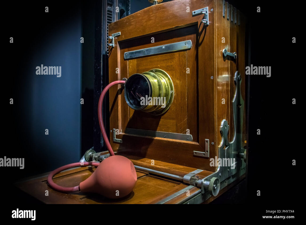 The old studio camera for using plates standing on a forked camera ...