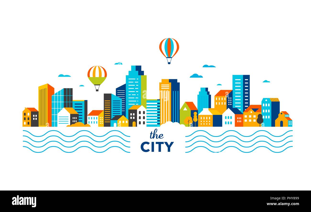 Green city, smart city concept, modern design. Geometric urban