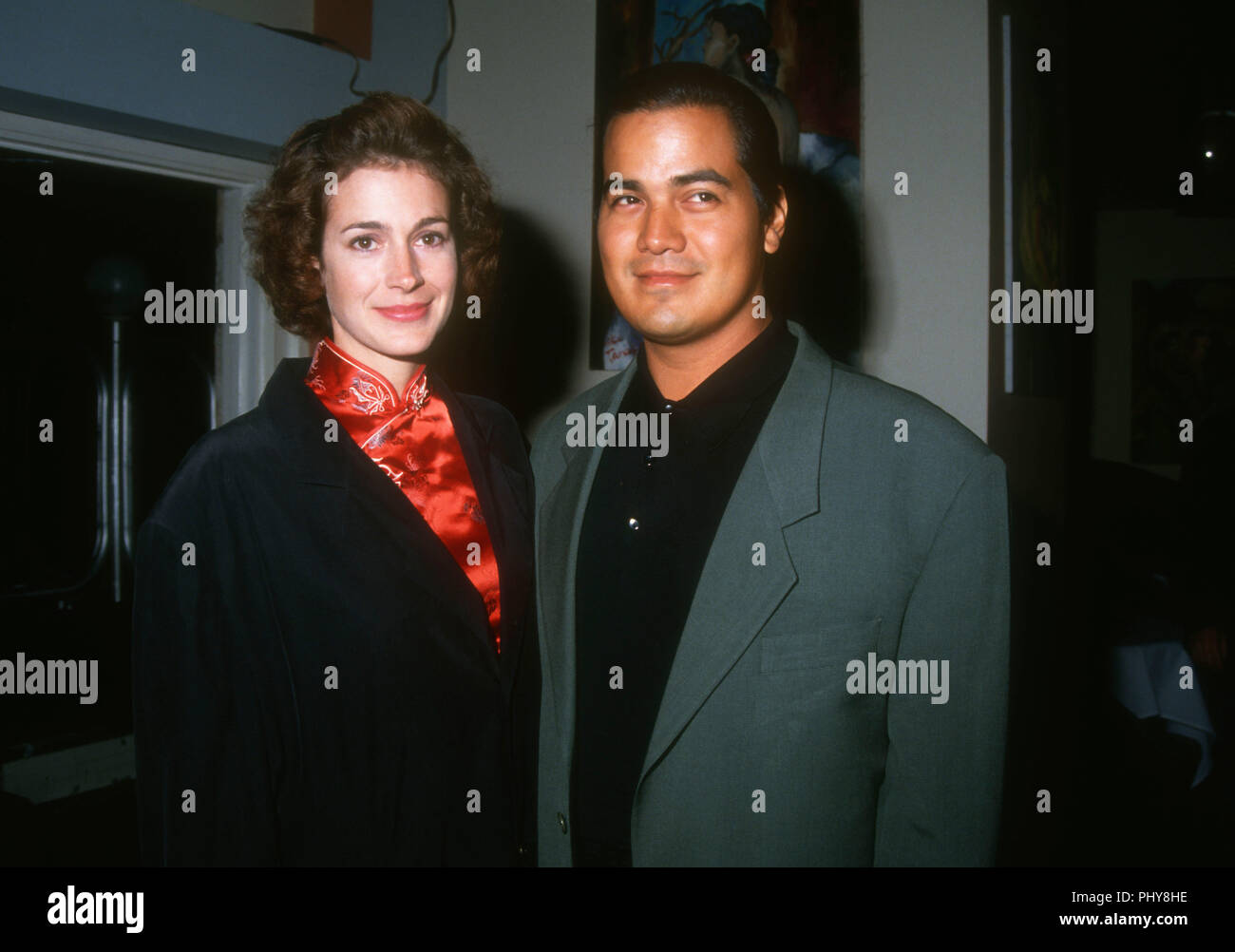 HOLLYWOOD, CA - SEPTEMBER 8: Actress Sean Young and Robert Lujan attend the premiere of New Line