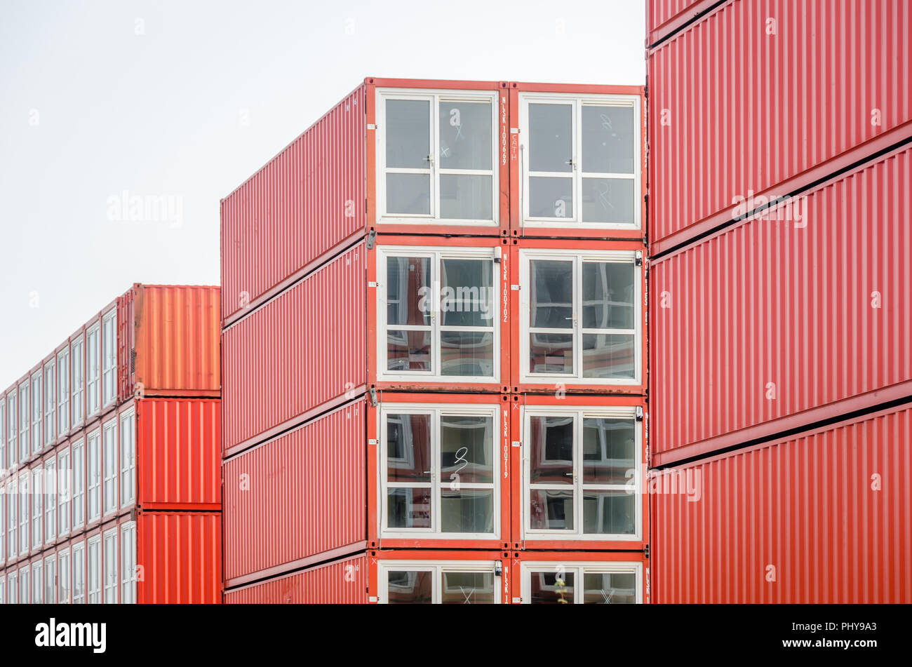 Tiny living in container boxes Stock Photo - Alamy