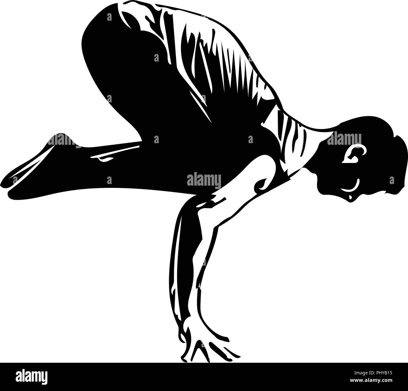 Man doing yoga, abstract lines drawing vector illustration Stock Vector