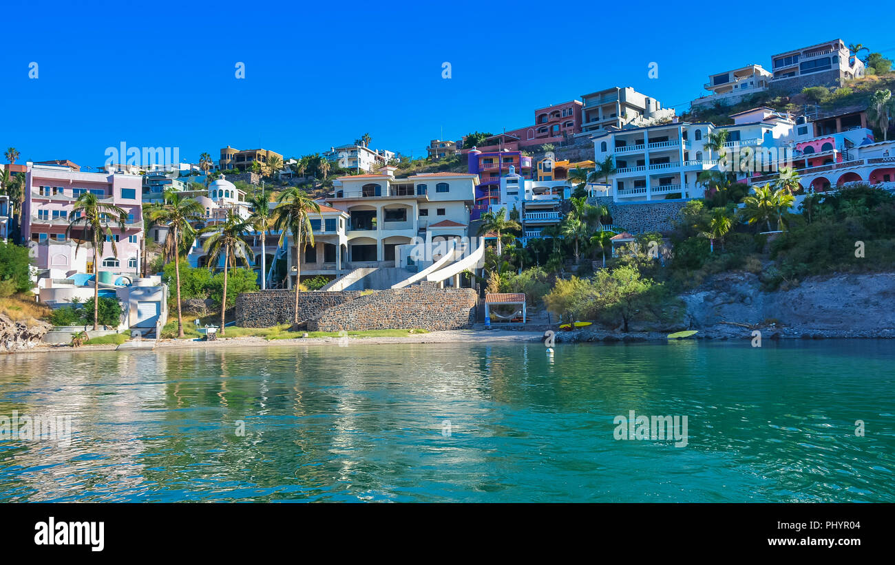 Luxury Homes on Hillside Overlooking the Sea of Cortez - San Carlos, Sonora, Mexico Stock Photo