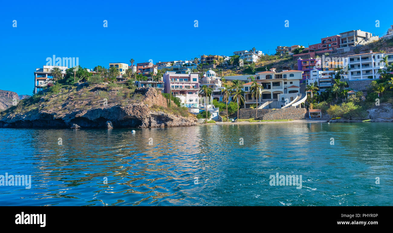 Luxury Homes on Hillside Overlooking the Sea of Cortez - San Carlos, Sonora, Mexico Stock Photo